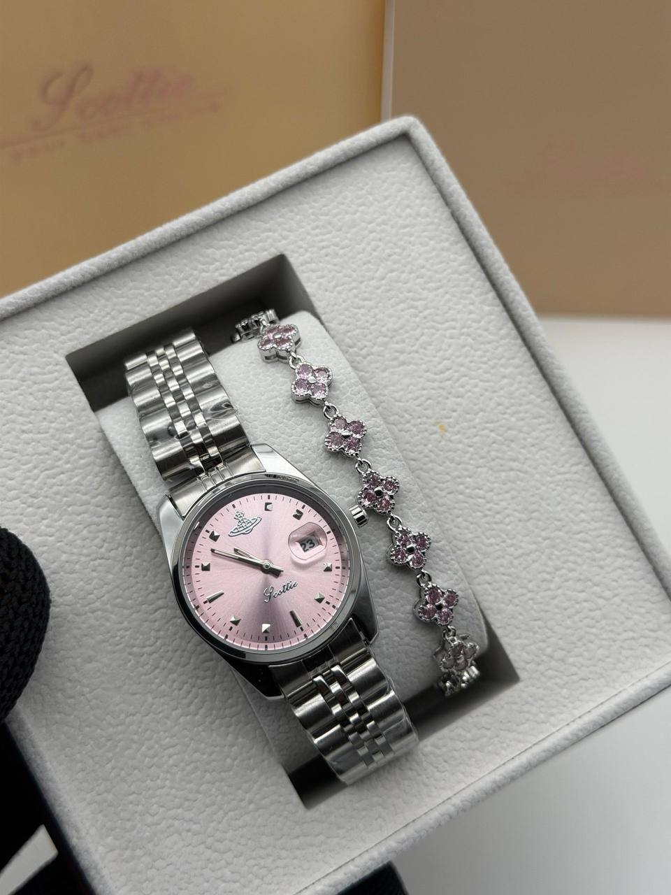 SCOTTIE LADIES CHAIN WATCH & BRACELET