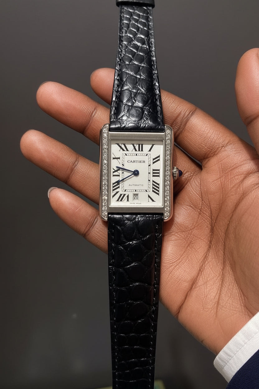 Moissanite Cartier Tank Must Wristwatch